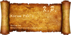Korom Pál névjegykártya